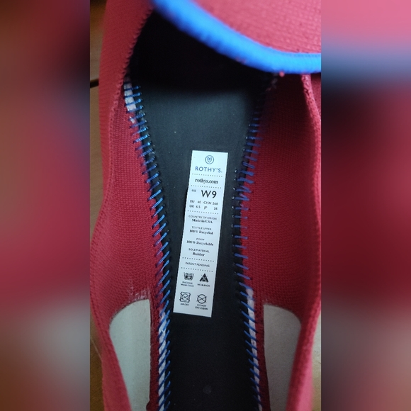 ROTHYS Scooter Red Flats Comfort Ballet Shoes Round Toe Women's Size 9,Blue Trim - Picture 4 of 5